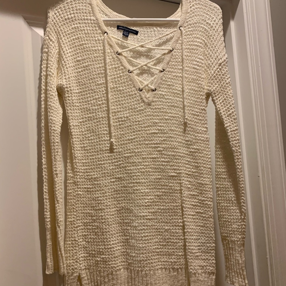 White knit sweater